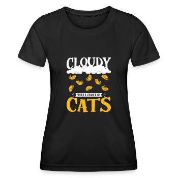 Nuageux avec une chance de conception de chat - T-shirt sport Femme - noir - Devant - AI Model Female 172 light (172cm)