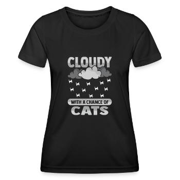 Nuageux avec une chance pour la conception de chat - T-shirt sport Femme - noir - Devant - AI Model Female 172 light (172cm)