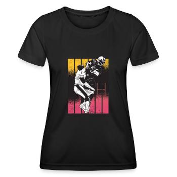 American Football Retro Vintage - Frauen Funktions-T-Shirt - Schwarz - Vorne - AI Model Female 172 light (172cm)