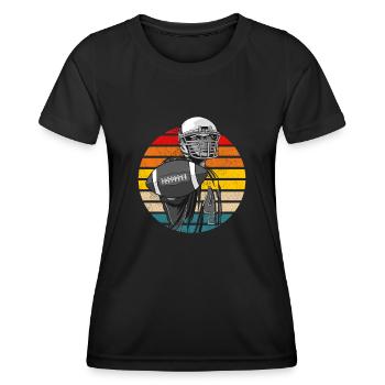American Football Retro Vintage - Frauen Funktions-T-Shirt - Schwarz - Vorne - AI Model Female 172 light (172cm)