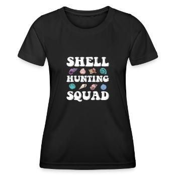 Shell Hunting Squad, Muscheln sammeln - Frauen Funktions-T-Shirt - Schwarz - Vorne - AI Model Female 172 light (172cm)