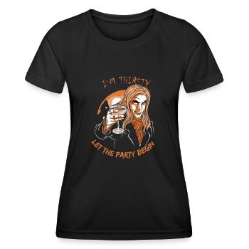 Im durstig lass die Halloween Party beginnen Vampir - Frauen Funktions-T-Shirt - Schwarz - Vorne - AI Model Female 172 light (172cm)