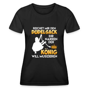 Der König will musizieren reicht mir den Dudelsack - Frauen Funktions-T-Shirt - Schwarz - Vorne - AI Model Female 172 light (172cm)