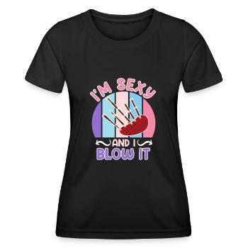 Je suis sexy et je souffle dans la cornemuse - T-shirt sport Femme - noir - Devant - AI Model Female 172 light (172cm)