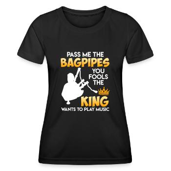 Der König will musizieren reicht mir den Dudelsack - Frauen Funktions-T-Shirt - Schwarz - Vorne - AI Model Female 172 light (172cm)