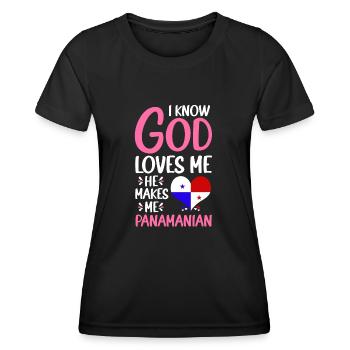 Gott Liebt Mich Panamaer Panamaerin Heimatland - Frauen Funktions-T-Shirt - Schwarz - Vorne - AI Model Female 172 light (172cm)