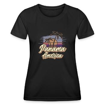 Panama America Vintage Lateinamerika Sunset - Frauen Funktions-T-Shirt - Schwarz - Vorne - AI Model Female 172 light (172cm)