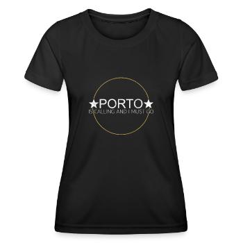 Citation de Porto - T-shirt sport Femme - noir - Devant - AI Model Female 172 light (172cm)