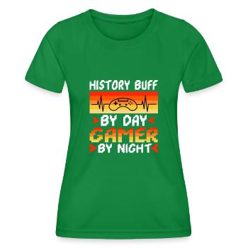 History by day gamer by night - Frauen Funktions-T-Shirt - Kelly Green - Vorne - AI Model Female 172 dark (172cm)