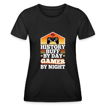 Histoire par joueur de jour la nuit - T-shirt sport Femme - noir - Devant - AI Model Female 172 light (172cm)