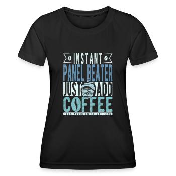Panel Racket Coffee Saying - Women's Functional T-Shirt - black - Front - AI Model Female 172 light (172cm)