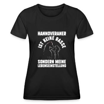 Pferd Reitsport Reiten Pferdesport Hannoveraner - Frauen Funktions-T-Shirt - Schwarz - Vorne - AI Model Female 172 light (172cm)
