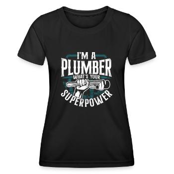 Plombier de plomberie vintage Je suis un - T-shirt sport Femme - noir - Devant - AI Model Female 172 light (172cm)