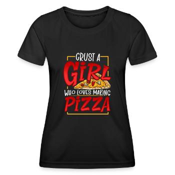 Conception de la fabrication de pizzas pour la prochaine Pizza Party - T-shirt sport Femme - noir - Devant - AI Model Female 172 light (172cm)