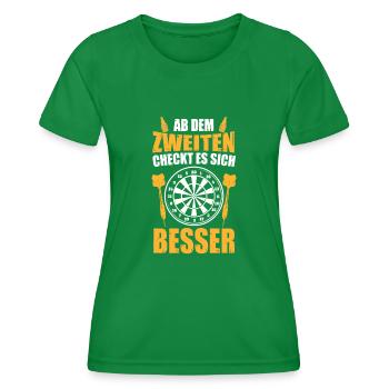 Dart Dartspielen Bier Trinken Zweiten Checkt Besse - Frauen Funktions-T-Shirt - Kelly Green - Vorne - AI Model Female 172 dark (172cm)