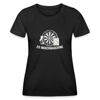 26 Waschmaschine Dart Dartsportler Dartspieler - Frauen Funktions-T-Shirt - Schwarz - Vorne - AI Model Female 172 light (172cm)