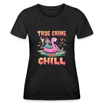 True Crime and Chill - T-shirt sport Femme - noir - Devant - AI Model Female 172 light (172cm)
