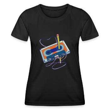 Lieder aufnehmen Radio Kassettenrecorder Kassette - Frauen Funktions-T-Shirt - Schwarz - Vorne - AI Model Female 172 light (172cm)