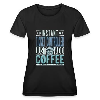 Contrôleur de billets Café Dicton - T-shirt sport Femme - noir - Devant - AI Model Female 172 light (172cm)