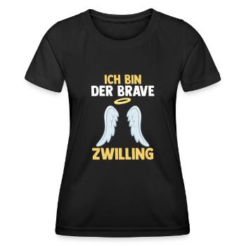 Zwillingsgeschwister Braver Zwilling Zwillinge - Frauen Funktions-T-Shirt - Schwarz - Vorne - AI Model Female 172 light (172cm)