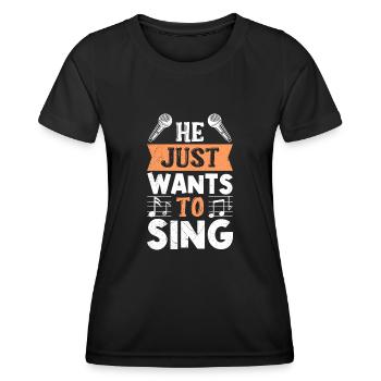 Chanteur Il veut juste chanter - T-shirt sport Femme - noir - Devant - AI Model Female 172 light (172cm)