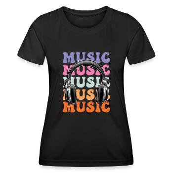 Musik Kopfhörer Disko Club DJ Festival - Frauen Funktions-T-Shirt - Schwarz - Vorne - AI Model Female 172 light (172cm)