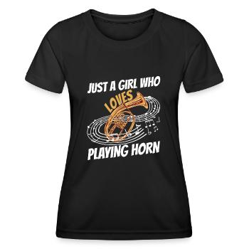Instrument de musique Musique Ténor Partition Ténor Cor Barithorn - T-shirt sport Femme - noir - Devant - AI Model Female 172 light (172cm)