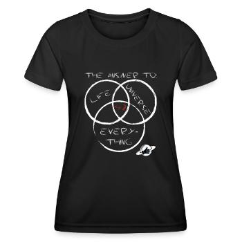 Life Universe Everything 42 Answer - Women's Functional T-Shirt - black - Front - AI Model Female 172 light (172cm)