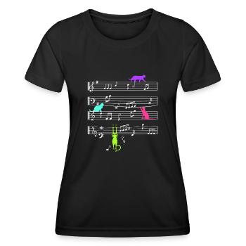 Katzenjammer Katzen Fan Musik Noten - Frauen Funktions-T-Shirt - Schwarz - Vorne - AI Model Female 172 light (172cm)
