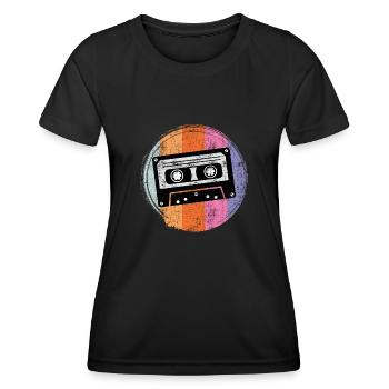 Radio Kinder aus den 90er Walkman Kassetten - Frauen Funktions-T-Shirt - Schwarz - Vorne - AI Model Female 172 light (172cm)