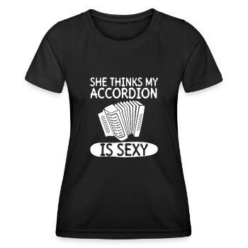 Sie findet mein Akkordeon sexy - Akkordeon - Frauen Funktions-T-Shirt - Schwarz - Vorne - AI Model Female 172 light (172cm)