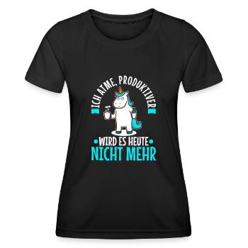 Ich atme produktiver wird es heute nicht - Frauen Funktions-T-Shirt - Schwarz - Vorne - AI Model Female 172 light (172cm)