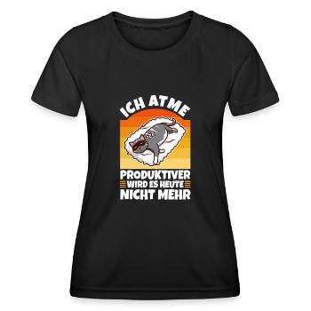Ich atme produktiver wird es heute nicht - Frauen Funktions-T-Shirt - Schwarz - Vorne - AI Model Female 172 light (172cm)