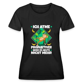 Ich atme produktiver wird es heute nicht - Frauen Funktions-T-Shirt - Schwarz - Vorne - AI Model Female 172 light (172cm)