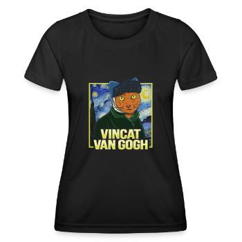 Vincat van Gogh Cat - Women's Functional T-Shirt - black - Front - AI Model Female 172 light (172cm)