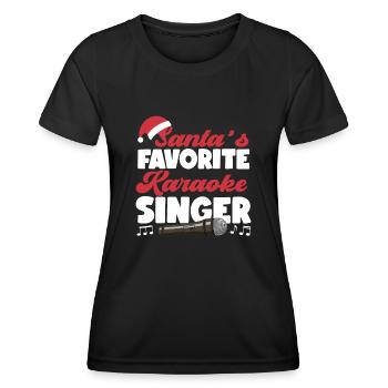 Chanteur de karaoké Noël Père Noël - T-shirt sport Femme - noir - Devant - AI Model Female 172 light (172cm)