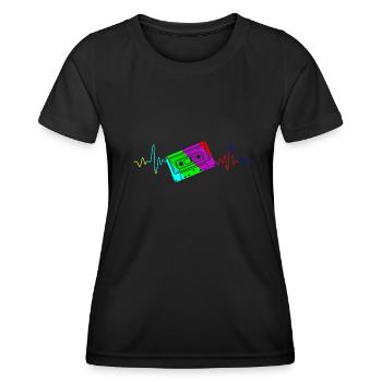 Walkman Mein Herz schlägt für Kassetten - Frauen Funktions-T-Shirt - Schwarz - Vorne - AI Model Female 172 light (172cm)