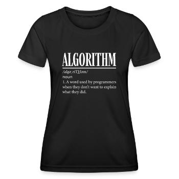 Programmeur d’algorithmes, codage, encodeur - T-shirt sport Femme - noir - Devant - AI Model Female 172 light (172cm)