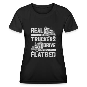 Real Truckers Drive Flatbed Truck Driver - Women's Functional T-Shirt - black - Front - AI Model Female 172 light (172cm)