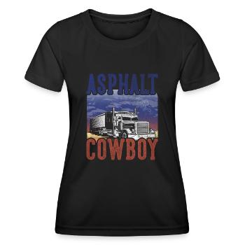 Asphalt Cowboy Cool Truck Driver Design - T-shirt sport Femme - noir - Devant - AI Model Female 172 light (172cm)