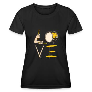 Conception de percussions de batterie - T-shirt sport Femme - noir - Devant - AI Model Female 172 light (172cm)