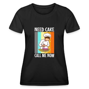 Need Cake Call Me Now - Frauen Funktions-T-Shirt - Schwarz - Vorne - AI Model Female 172 light (172cm)