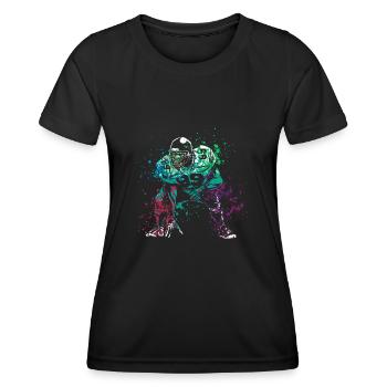 American Football Player Splash - Frauen Funktions-T-Shirt - Schwarz - Vorne - AI Model Female 172 light (172cm)