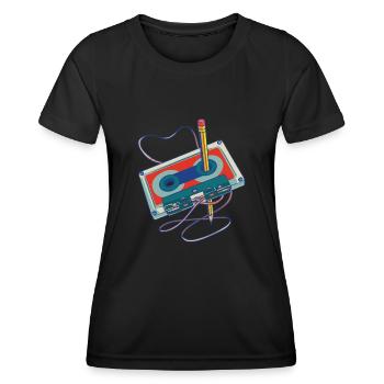 Lieder aufnehmen Radio Kassettenrecorder Kassette - Frauen Funktions-T-Shirt - Schwarz - Vorne - AI Model Female 172 light (172cm)