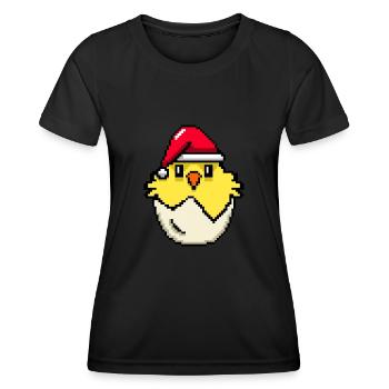 Chick Pixélisé Noël - Drôle de Noël Chick - T-shirt sport Femme - noir - Devant - AI Model Female 172 light (172cm)