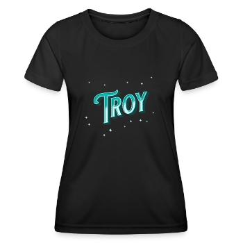 Nom Troy personnalisé - T-shirt sport Femme - noir - Devant - AI Model Female 172 light (172cm)
