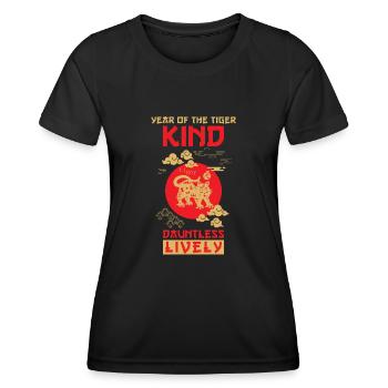 Tiger Chinesisches Tierkreiszeichen - Frauen Funktions-T-Shirt - Schwarz - Vorne - AI Model Female 172 light (172cm)