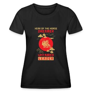 Pferd Chinesisches Tierkreiszeichen - Frauen Funktions-T-Shirt - Schwarz - Vorne - AI Model Female 172 light (172cm)