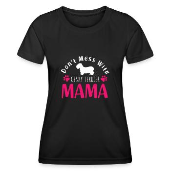 Tschechischer Terrier Mama Lustiger Spruch - Frauen Funktions-T-Shirt - Schwarz - Vorne - AI Model Female 172 light (172cm)