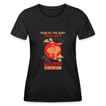Ziege Chinesisches Tierkreiszeichen - Frauen Funktions-T-Shirt - Schwarz - Vorne - AI Model Female 172 light (172cm)